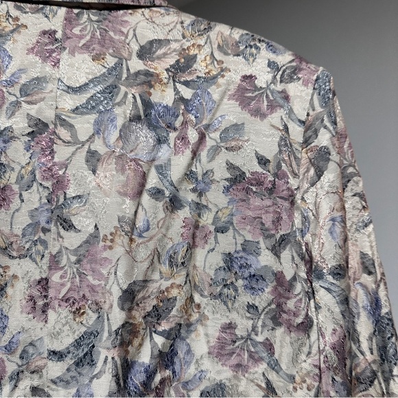 Vintage 80s Pierre Lamonte Floral Metallic Jacquard Blazer Womens Size XL Spring - Picture 13 of 16